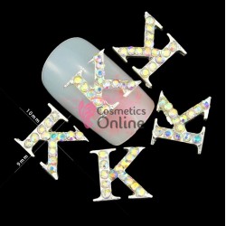 Decoratiuni 3D Metalice 224 Argintii cu Strasuri litera K 